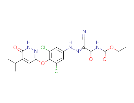 (Z)-ethyl (2-cyano-2-(2-(3,5-dichloro-4-((5-isopropyl-6-oxo-1,6-dihydropyridazin-3-yl)oxy)phenyl)hydrazono)acetyl)carbamate