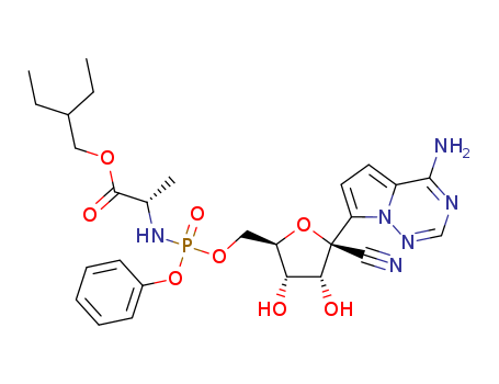 2-ethylbutyl ((R)-(((2R,3S,4R,5R)-5-(4-aminopyrrolo[2,1-f][1,2,4]triazin-7-yl)-5-cyano-3,4-dihydroxytetrahydrofuran-2-yl)methoxy)(phenoxy)phosphoryl)-L-alaninate