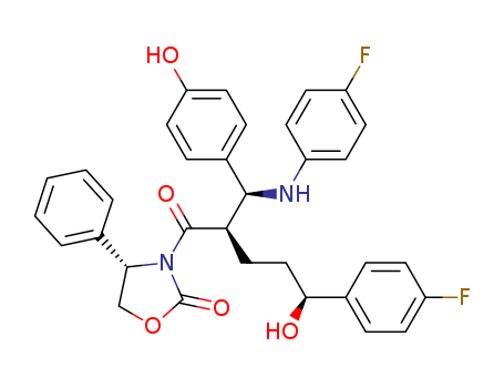 (S)-3-((2R,5S)-5-(4-fluorophenyl)-2-((S)-(4-fluorophenylamino)(4-hydroxyphenyl)methyl)-5-hydroxypentanoyl)-4-phenyloxazolidin-2-one