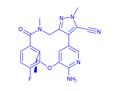 (10R)-7-Amino-12-fluoro-10,15,16,17-tetrahydro-2,10,16-trimethyl-15-oxo-2H-4,8-methenopyrazolo[4,3-h][2,5,11]benzoxadiazacyclotetradecine-3-carbonitrile