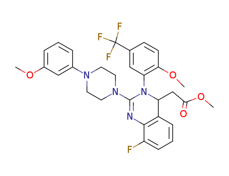 methyl (S)-2-(8-fluoro-3-(2-methoxy-5-(trifluoromethyl)phenyl)-2-(4-(3-methoxyphenyl)piperazin-1-yl)-3,4-dihydroquinazolin-4-yl)acetate