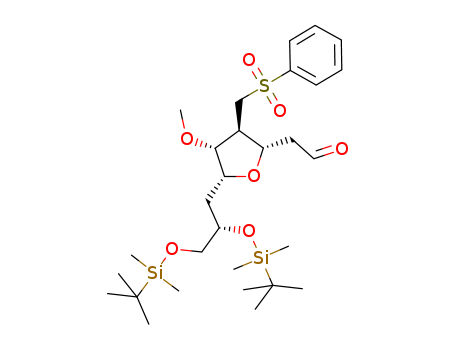 2-((2S,3S,4R,5R)-5-((S)-2,3-bis((tert-butyldimethylsilyl)oxy)propyl)-4-methoxy-3-((phenylsulfonyl)methyl)tetrahydrofuran-2-yl)acetaldehyde