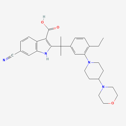 6-cyano-2-(2-(4-ethyl-3-(4-morpholinopiperidin-1-yl)phenyl)propan-2-yl)-1H-indole-3-carboxylic acid