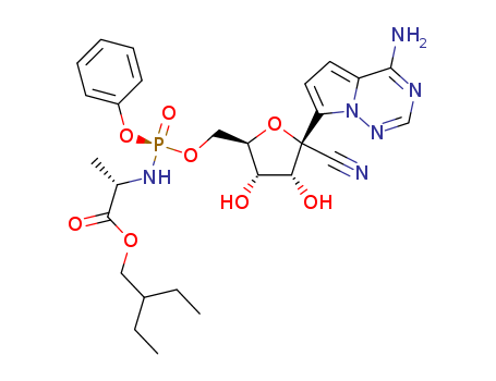 2-ethylbutyl ((S)-(((2R,3S,4R,5R)-5-(4-aminopyrrolo[2,1-f][1,2,4]triazin-7-yl)-5-cyano-3,4-dihydroxytetrahydrofuran-2-yl)methoxy)(phenoxy)phosphoryl)-L-alaninate